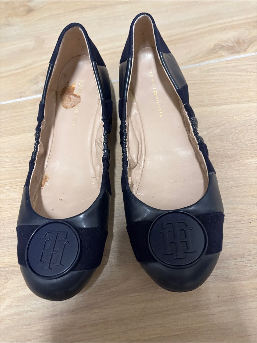 Tommy Hilfiger Navy and Black Logo Ballet Flats